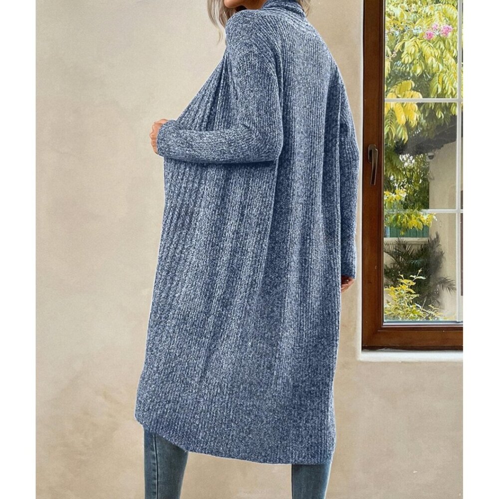 Blue Marled Drop Shoulder Duster Cardigan - Picture 3 of 7